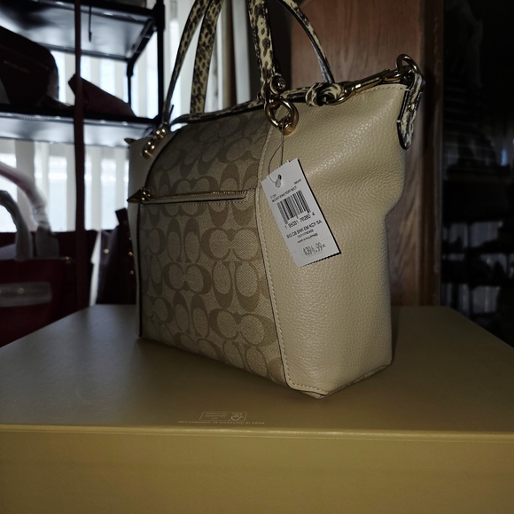 Coach KACEY SATCHEL IN COLORBLOCK SIGNATURE CANVAS IM/Light Khaki/Ivory Multi - Picture 6 of 11